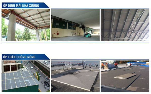 Thi công tấm gạch mát trực tiếp dưới trần để chống nóng, hạn chế nhiệt vào không gian bên trong